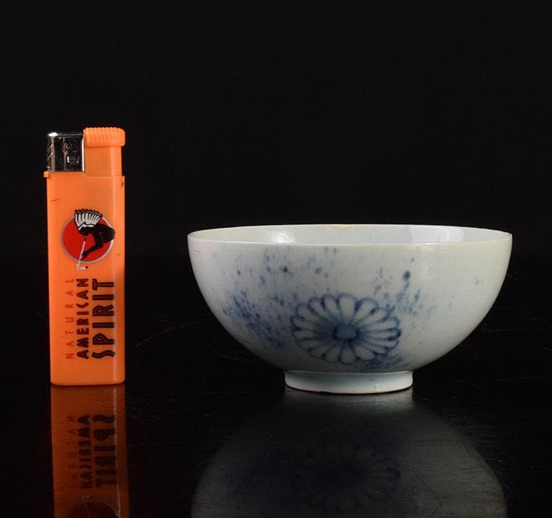 伊万里焼　古伊万里　初期伊万里吹墨染付　花文碗　時代箱　C　R5004