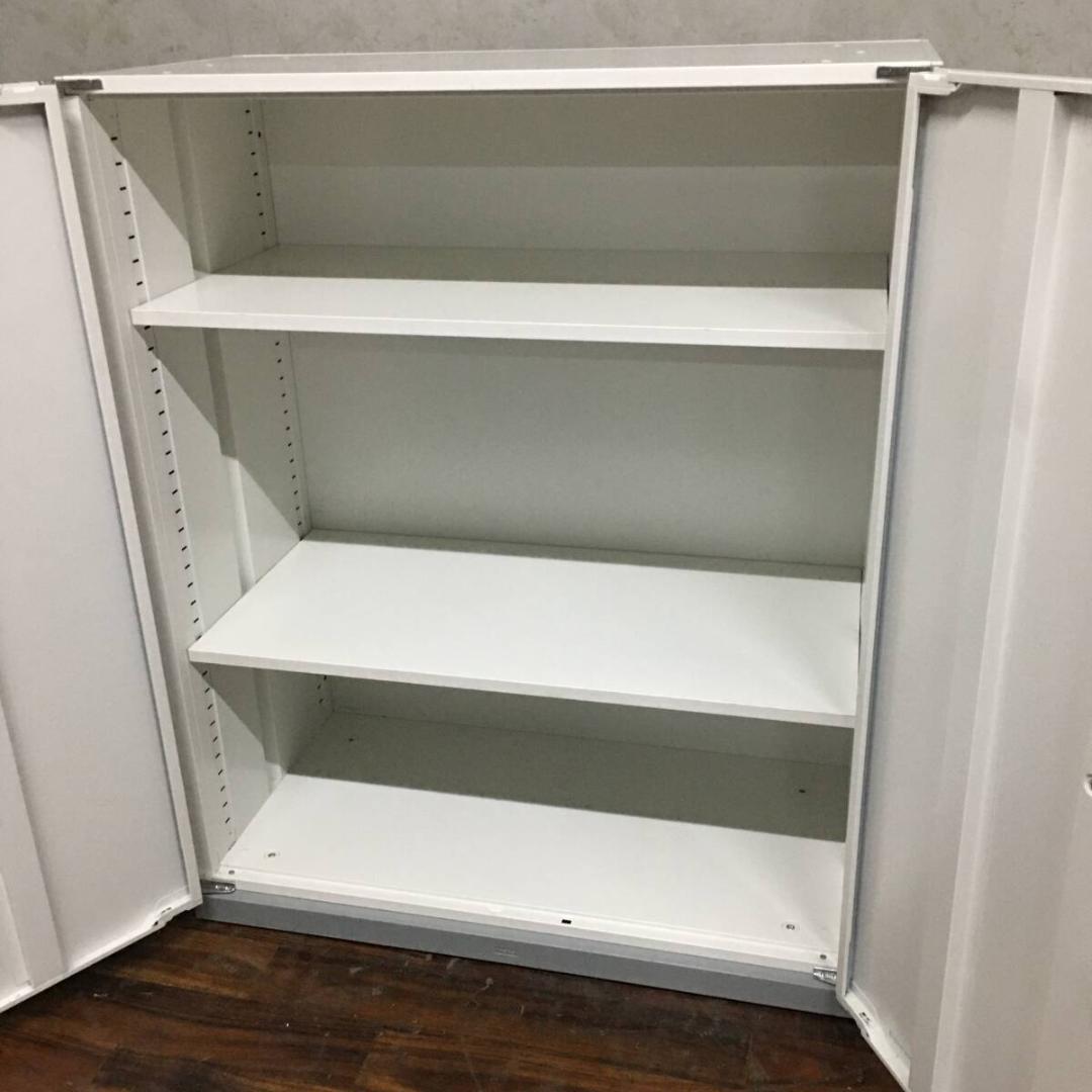 INABA イナバ 両開き書庫 鍵付 W90×D46×H106cm 3段収納