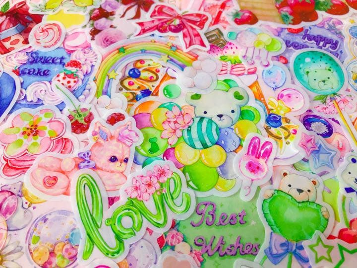 可愛いい❤️❤️フレークシール( ⸝⸝•ᴗ•⸝⸝ )くまさんと風船といっしょ♡♡