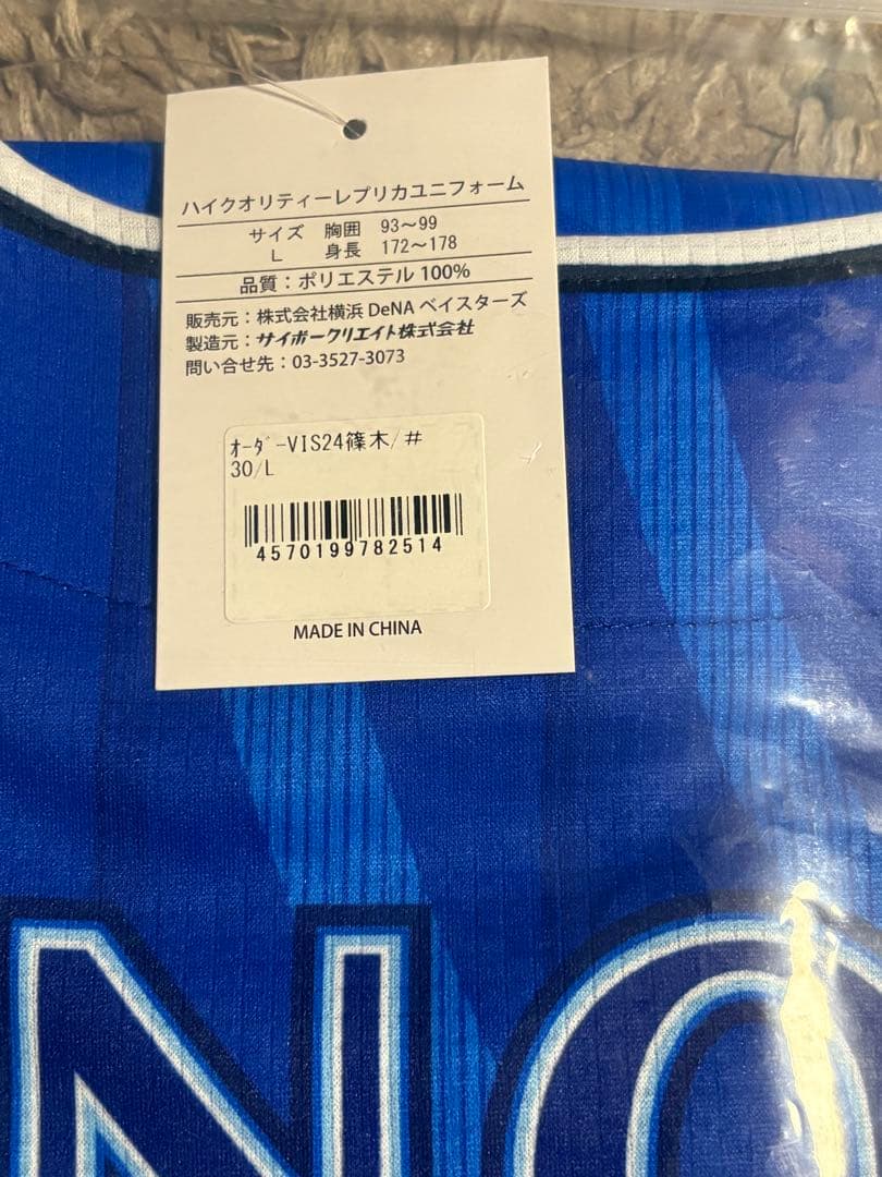 横浜DeNAベイスターズ　ハイクオリティーレプリカユニ　#30 篠木健太郎　L