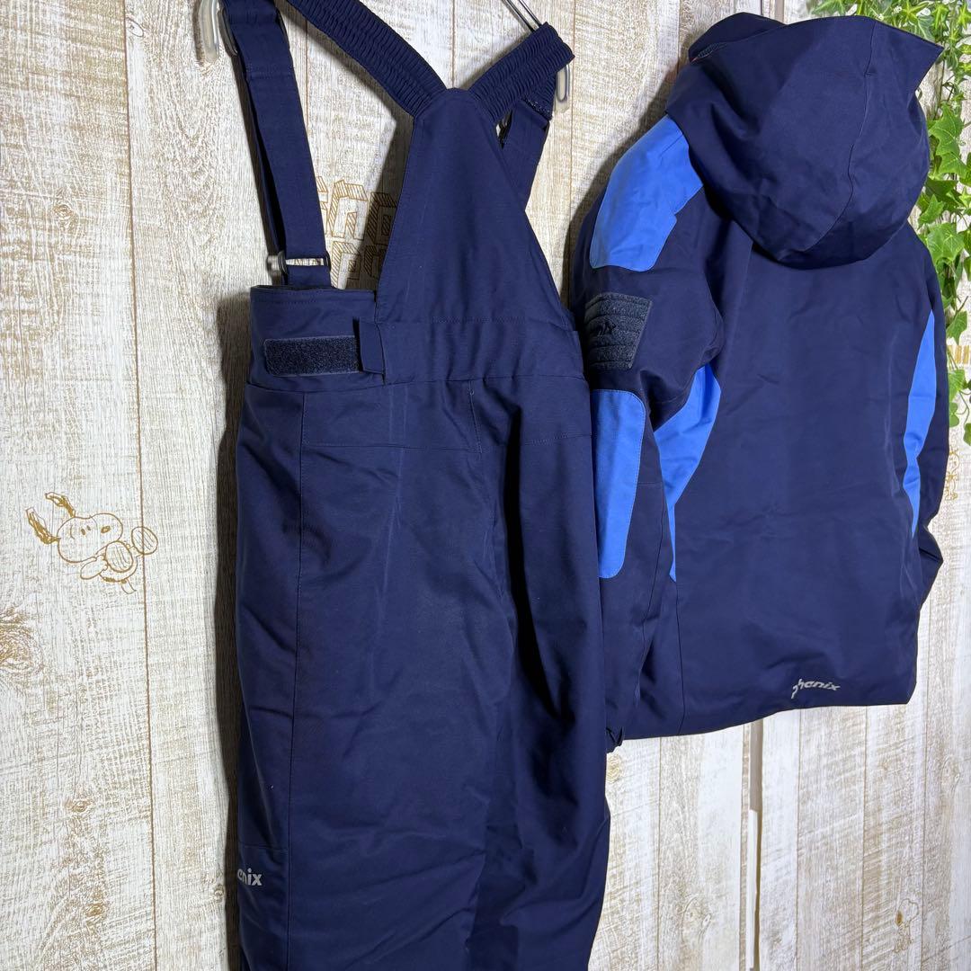 フェニックス　スノーボード　スキー　スノーウェア キッズ　セットアップ　紺色　赤