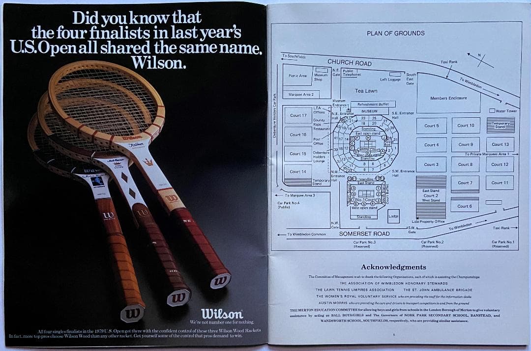6/25/1980 ウインブルドン・テニス・チケットと当時の公式プログラム