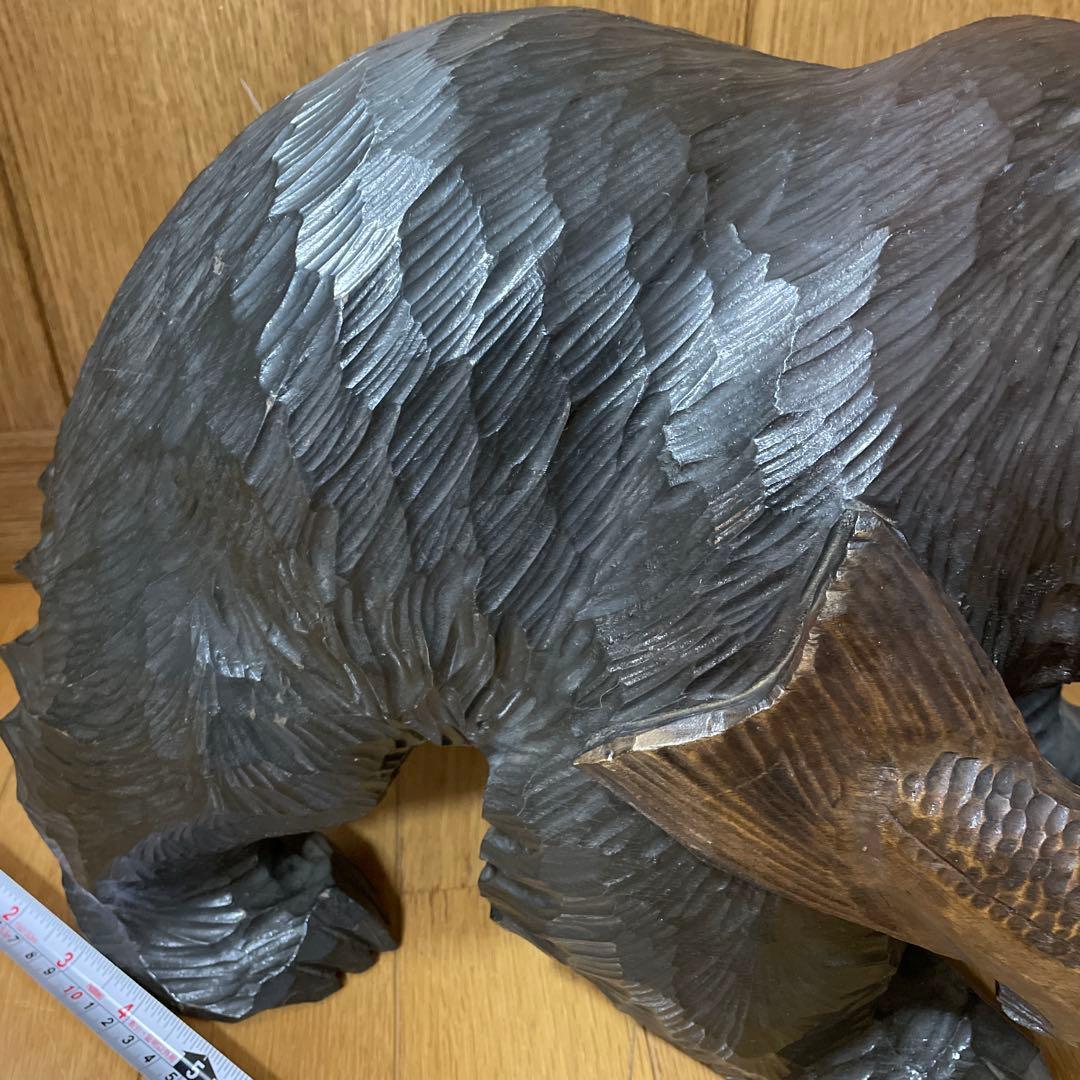 【中古品】熊の木彫り　工芸品民芸品　アンティーク昭和48年1973年贈呈品