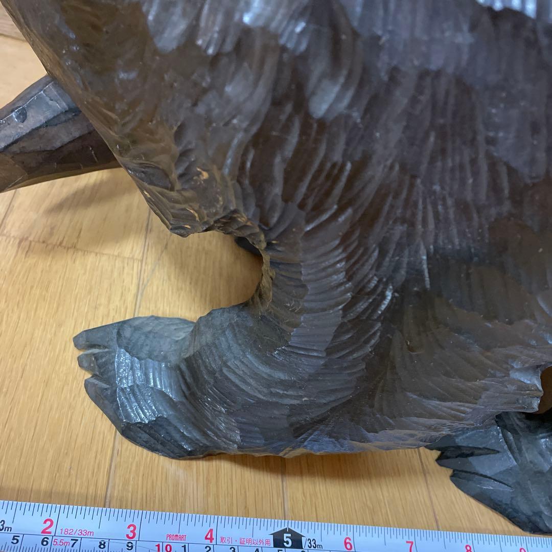 【中古品】熊の木彫り　工芸品民芸品　アンティーク昭和48年1973年贈呈品