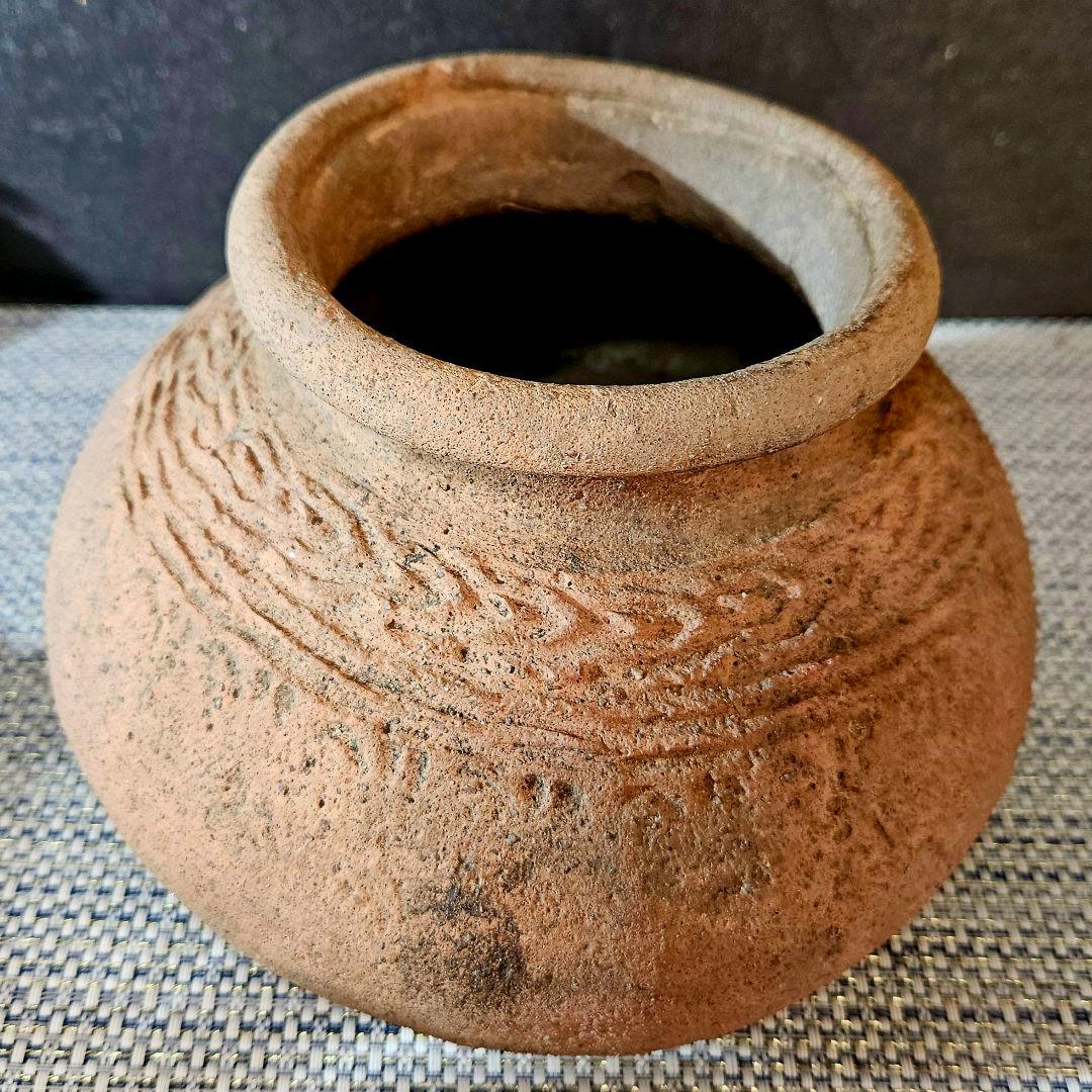 伝】古代土器　南米　古代ペルー　 古代インカ　幾何学文様　陶質土器　壺　甕