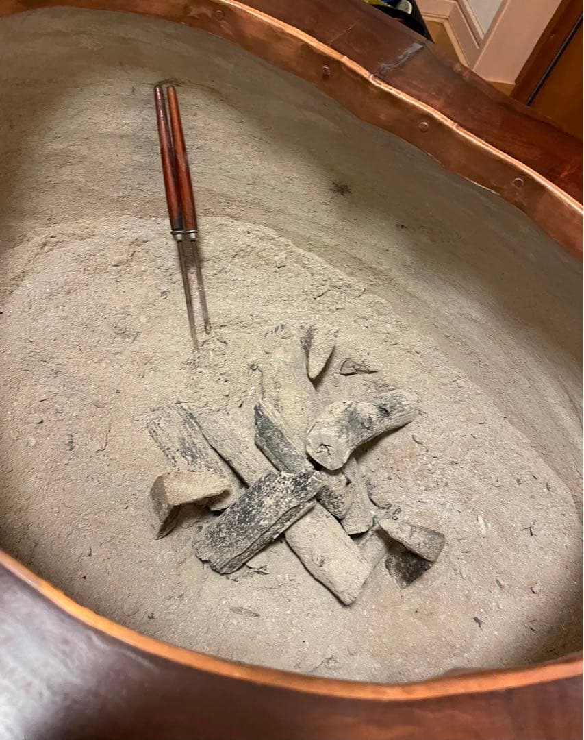 火鉢　木製　くり抜き　丸型　アンティーク