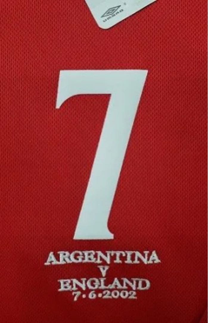 イングランド(A)2002 W杯 長袖 ベッカム＃7アルゼンチン戦マッチデイ入り