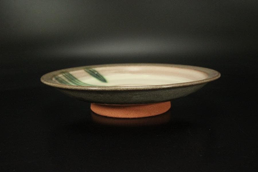 伸葉文 皿 五客 新開寛山造 木箱付(メ1266)