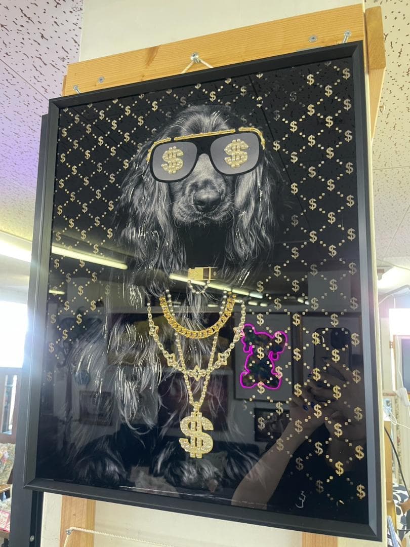 パネルアート　アート　絵画　絵　ポスター　壁掛け　額縁　ギャング　スパニエル　犬