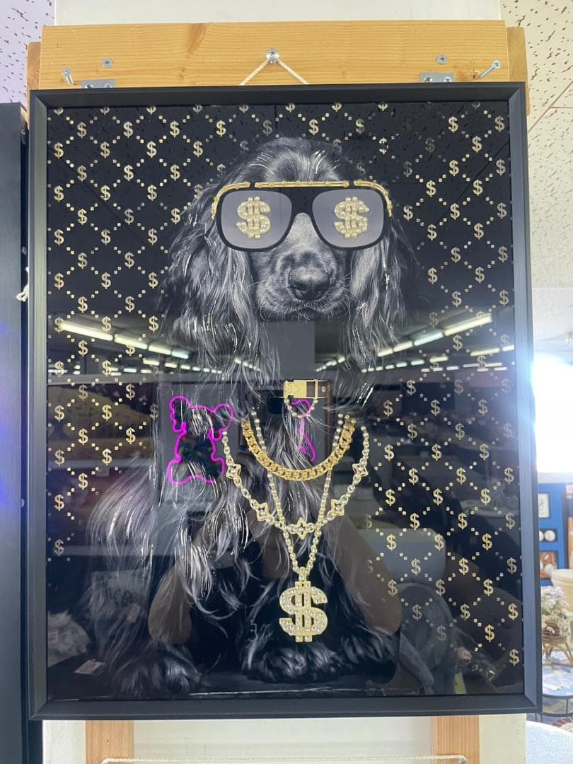 パネルアート　アート　絵画　絵　ポスター　壁掛け　額縁　ギャング　スパニエル　犬