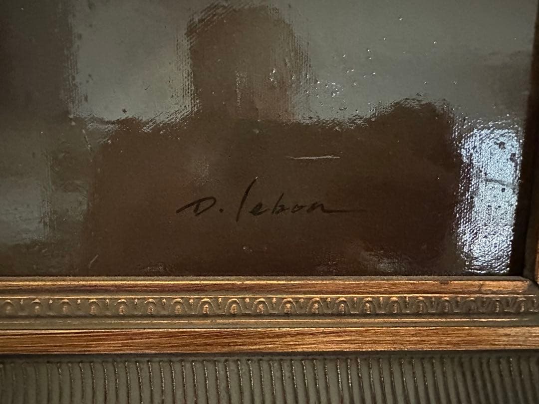 パリ画廊購入 大型油彩画 サイン入 額縁付 高級インテリア絵画