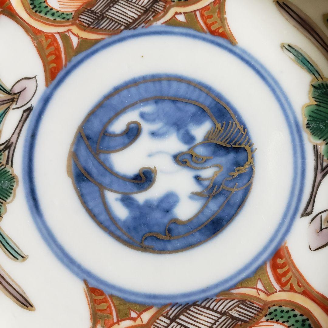 錦手　色絵　古伊万里　龍　江戸　上手物　花文様　菊文様　5枚セット