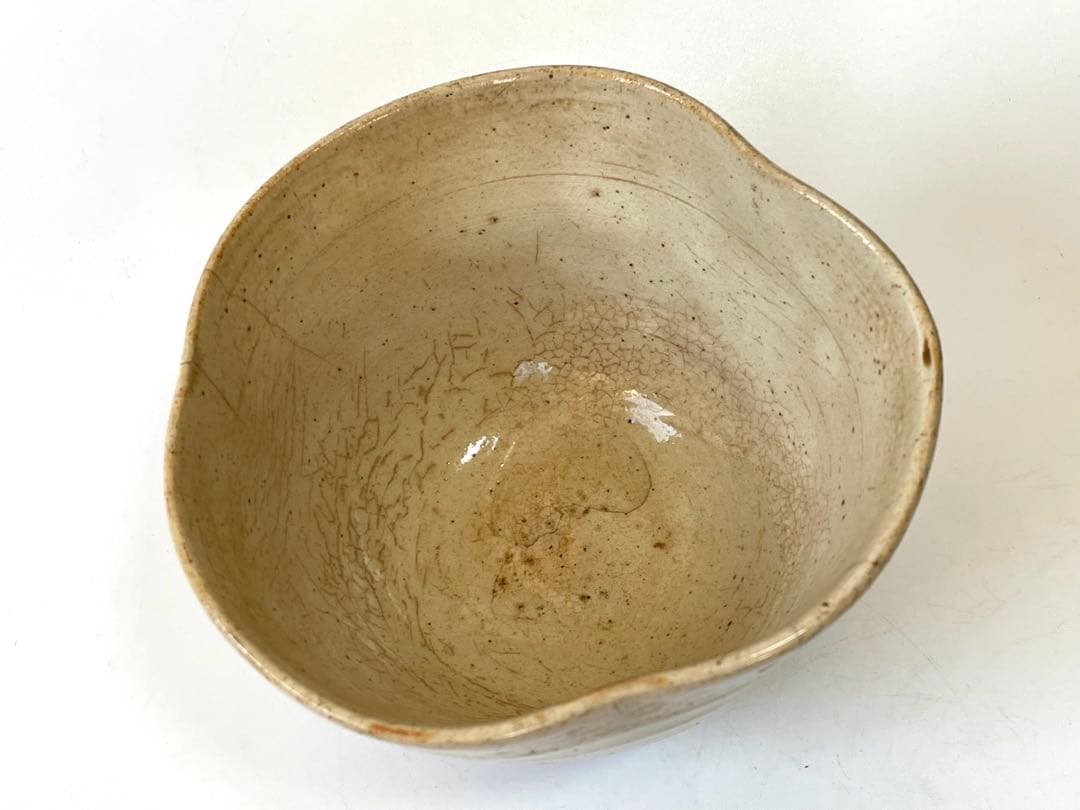 骨董　アンティーク　高麗　御本　洲浜形　茶碗　御本茶碗　粉引　李朝