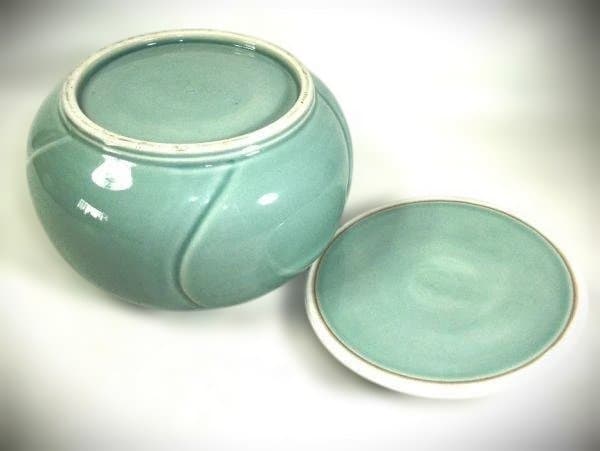 青磁 捻梅 水指「加藤藤山」京焼 清水焼 茶道具 共布 共箱