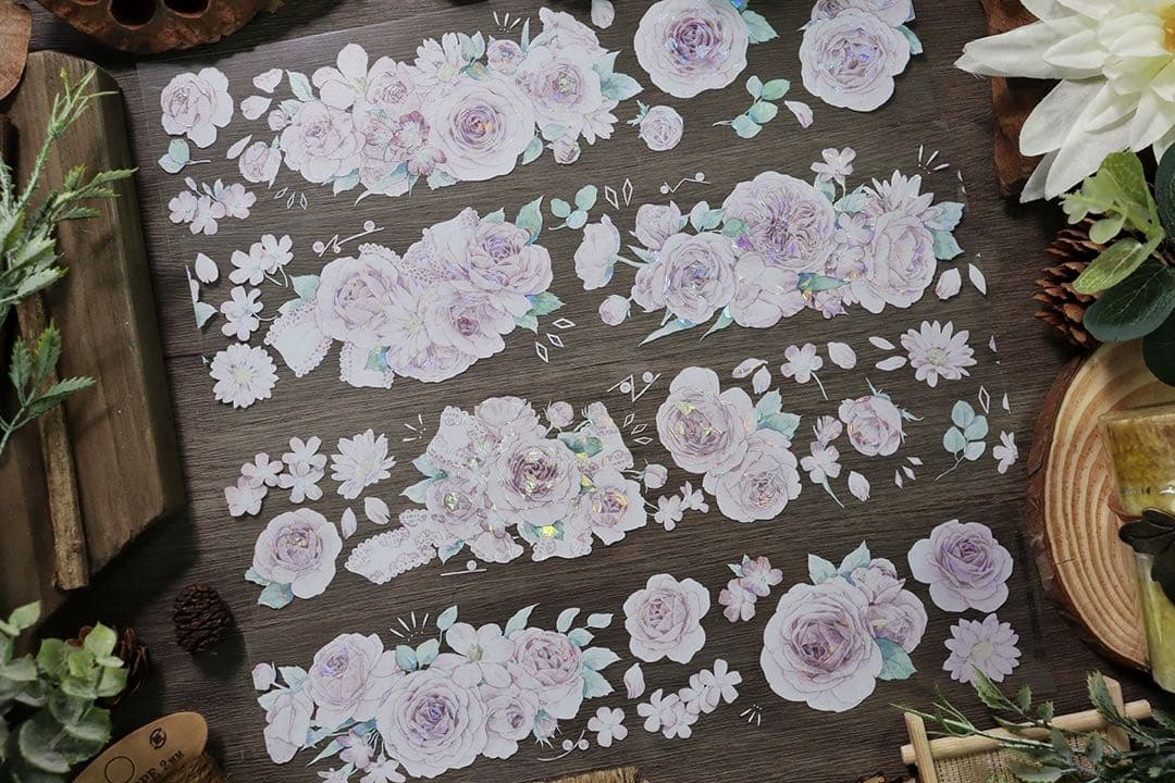 新品　椿山漫粉　PET貝殻光マスキングテープ　マステ