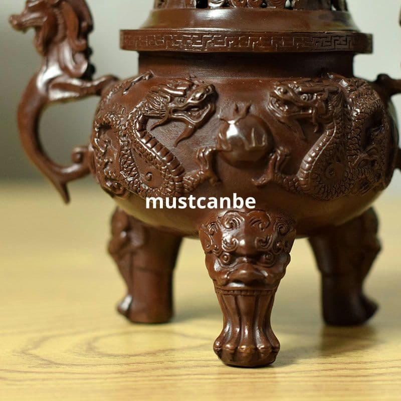 銅製 香炉 二龍炉 香薫炉 塔香炉 香道具 茶室 工芸品 置物