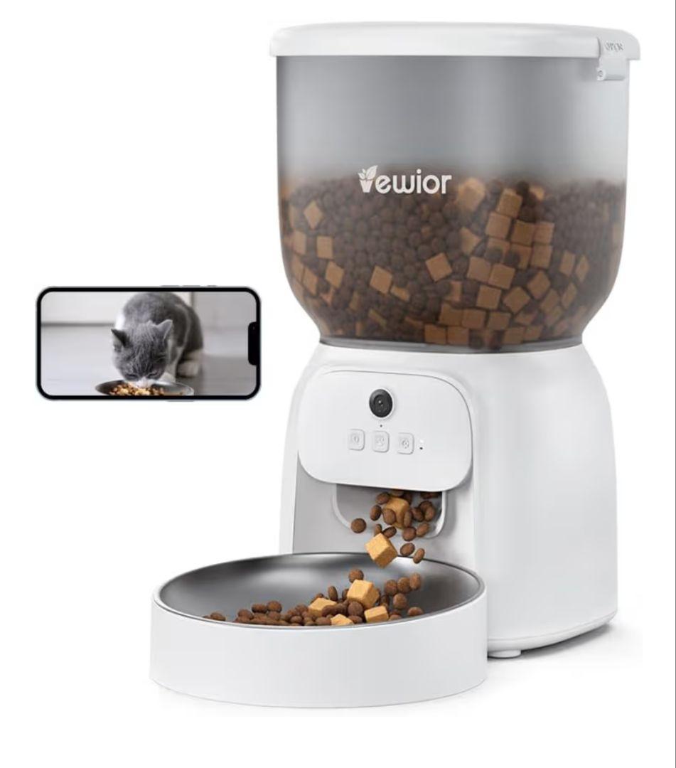 自動給餌器 10秒録音 1日20食 猫犬対応 4L 大容量 300万高画素　遠隔