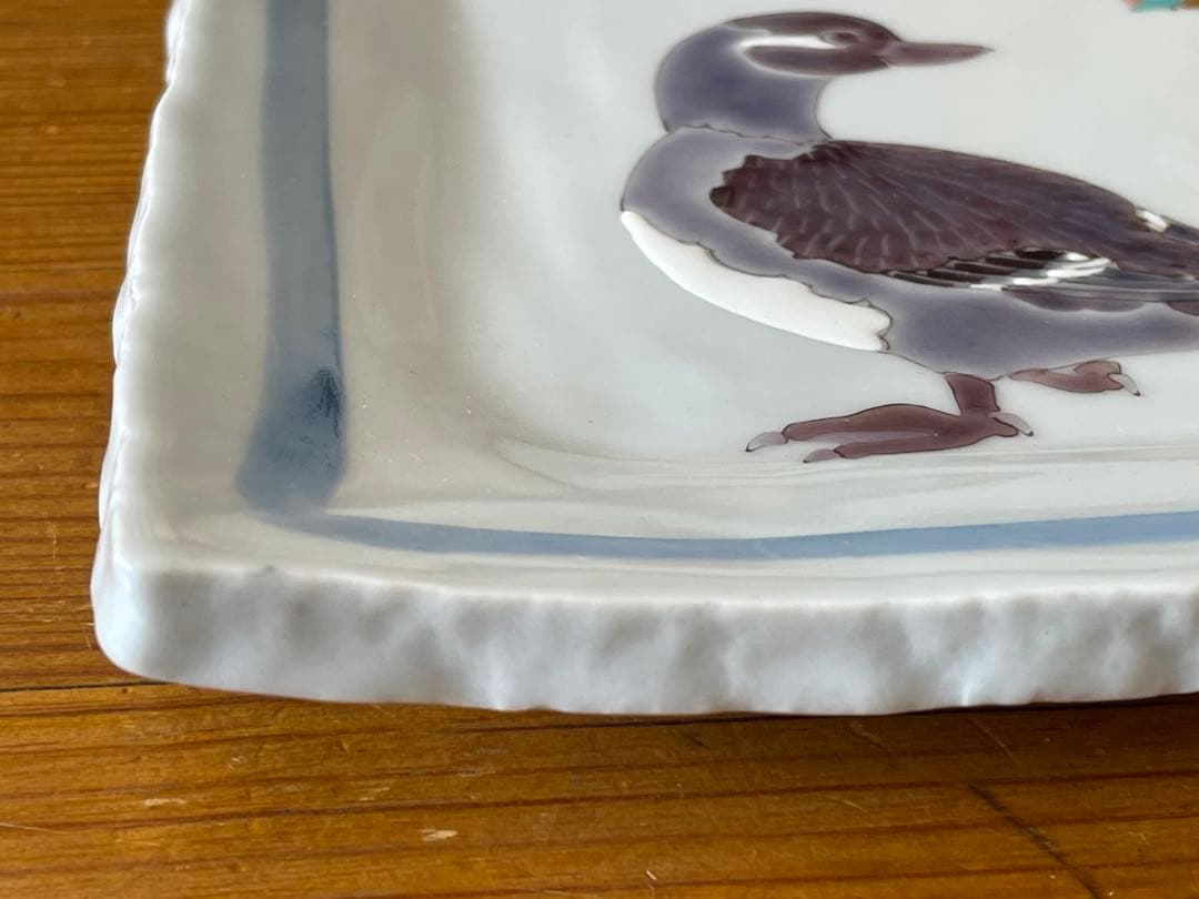 無形文化財 武腰潤 色絵 鴛鴦図 板絵