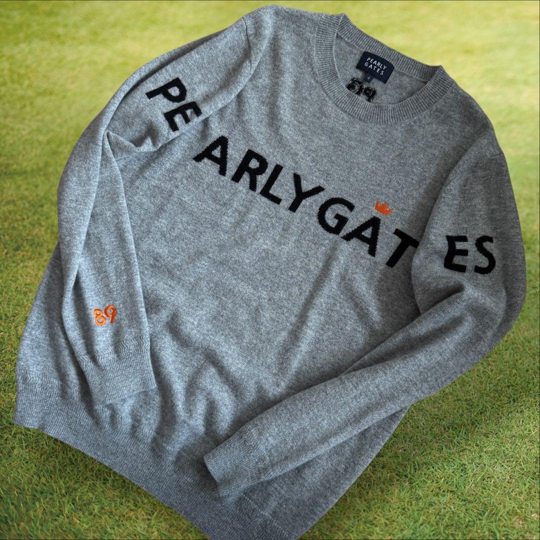 カシミヤ100% 美品　パーリーゲイツ　ニット　セーター　グレー　4 M〜L相当