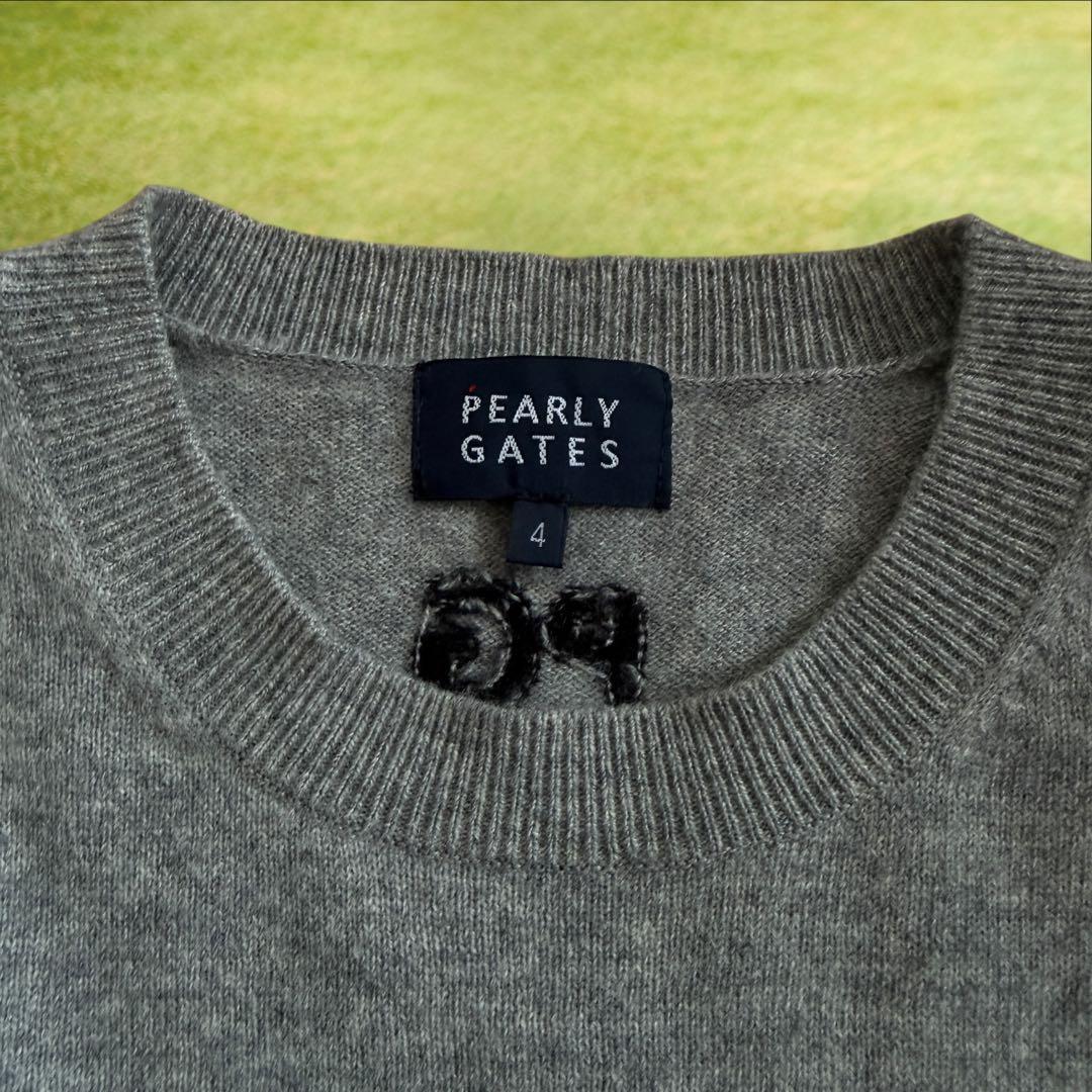 カシミヤ100% 美品　パーリーゲイツ　ニット　セーター　グレー　4 M〜L相当