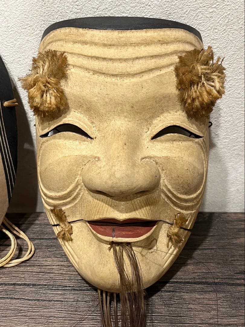 【送料込み】能面　3枚まとめ　美術品　お面　木製　木彫り彫刻　女面　能楽　雅楽