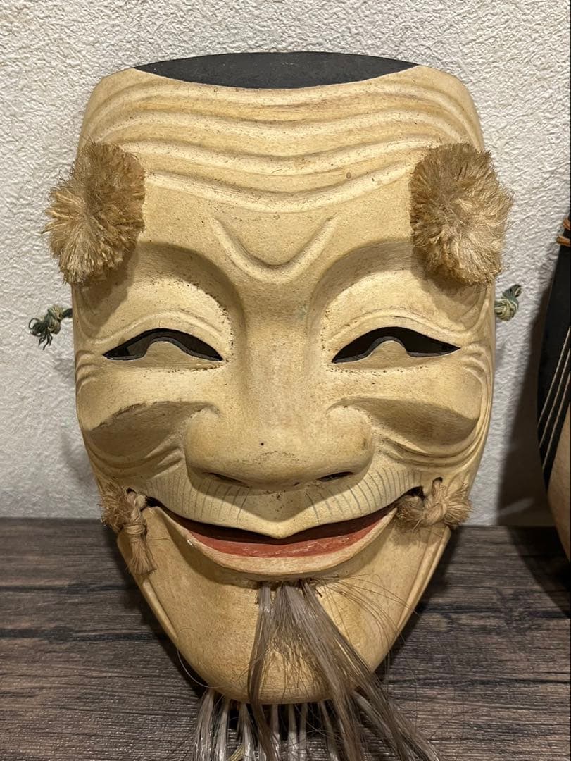 【送料込み】能面　3枚まとめ　美術品　お面　木製　木彫り彫刻　女面　能楽　雅楽