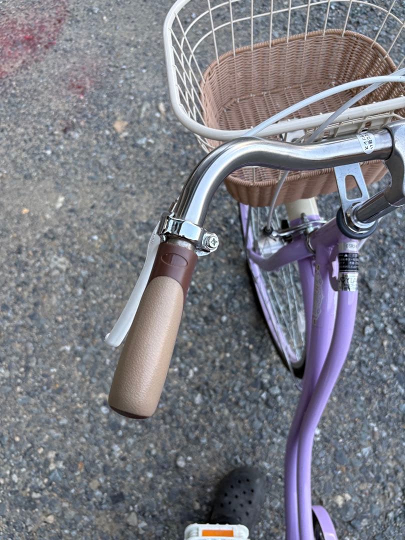 紫色 子供用自転車 バスケット付き