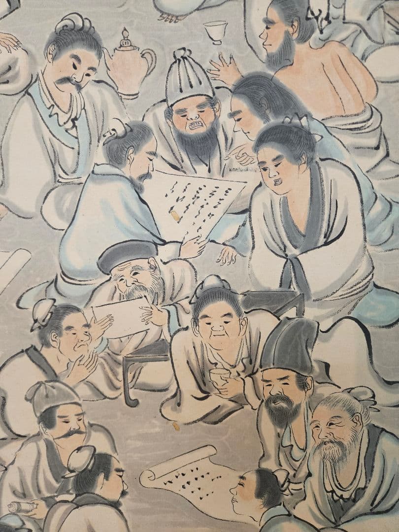 渡辺崋山「百人講」 肉筆 大幅 三河国田原藩士 落款 水墨画