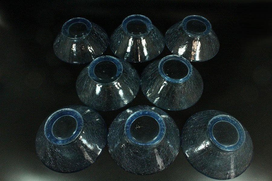 レトロ カットガラス 鉢 小碗 八客 揃 旧家蔵出