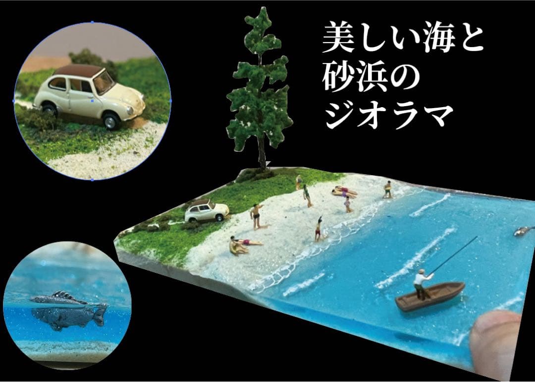 美しい海と砂浜　レジン　ジオラマ