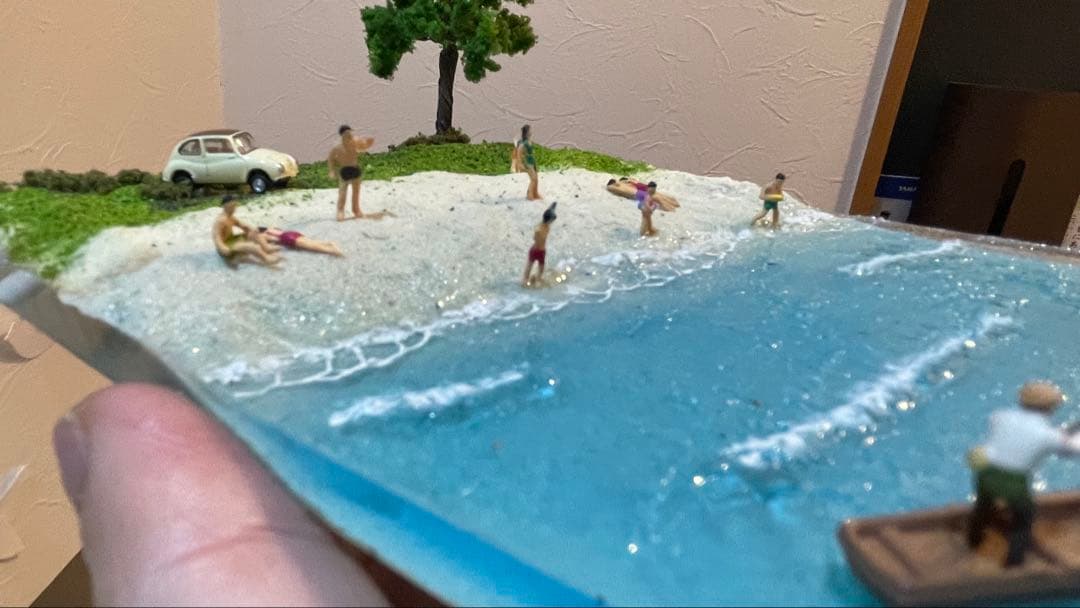 美しい海と砂浜　レジン　ジオラマ