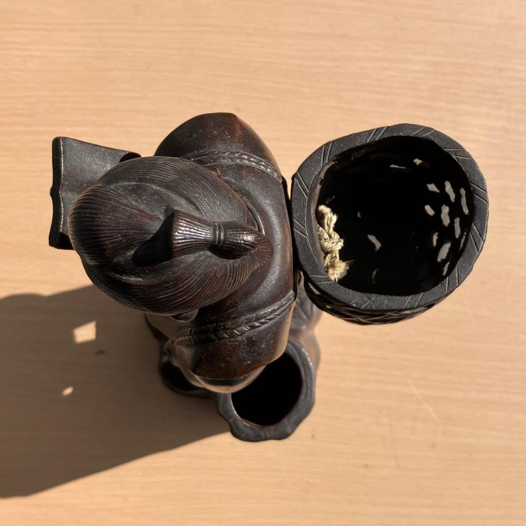 備前焼 二宮金次郎像 置物 高さ33cm