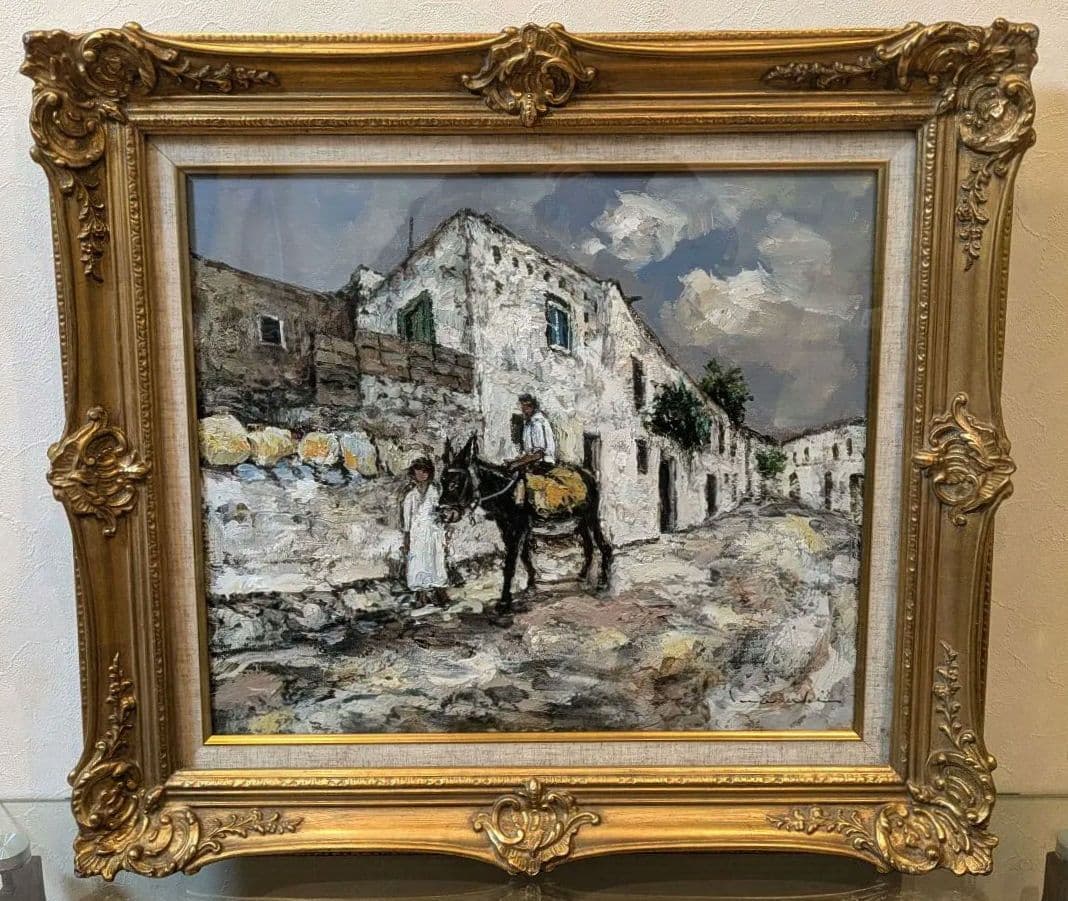 【油彩画】岩崎鉦吾『クレタ島風景』F10額装付