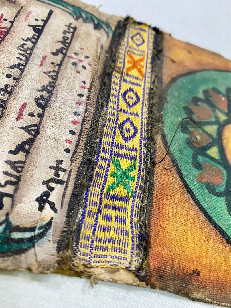 エチオピア製　正教画　手描き　皮製　巻物　アート　骨董品　掛け軸