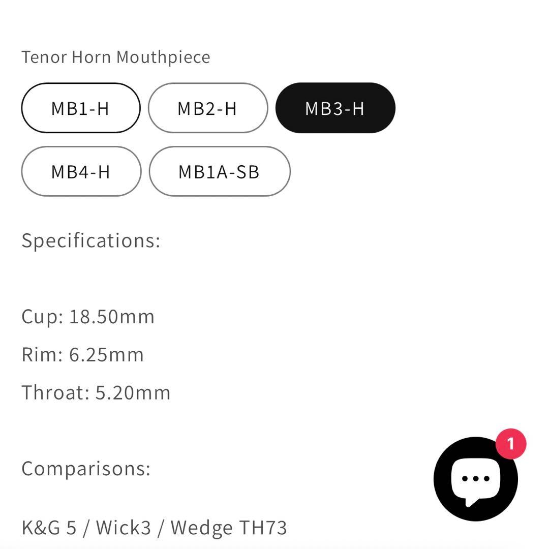 mercer & barker M&B テナーホルン マウスピース MB3-H