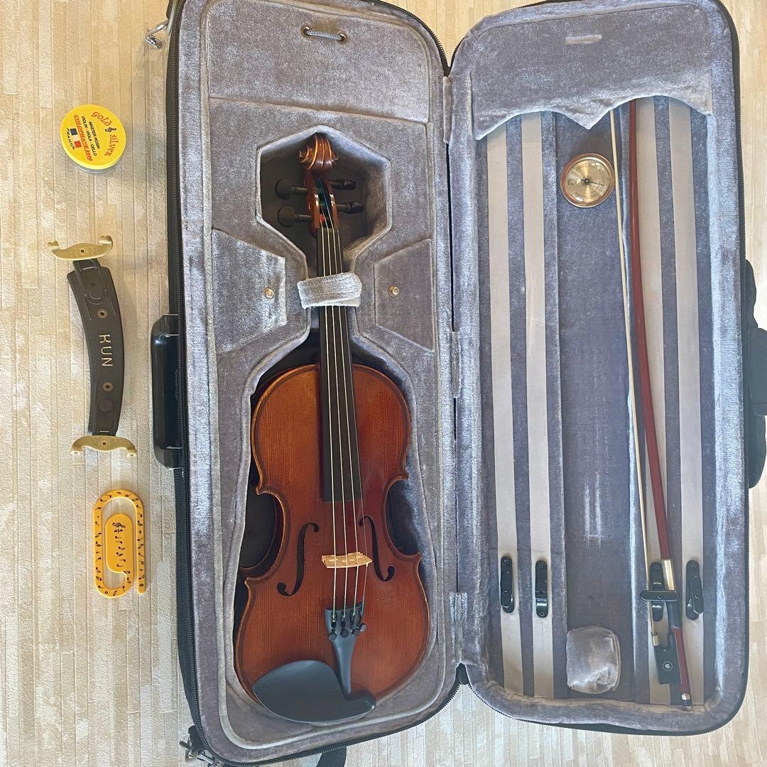 1/4 バイオリン 6点セット　本体 ケース　弓　肩あて　松ヤニ　楽譜留クリップ