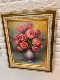 中島敏春★【薔薇】★真作保証★ 1点物/原画★キャンバスF6号★直筆サイン★