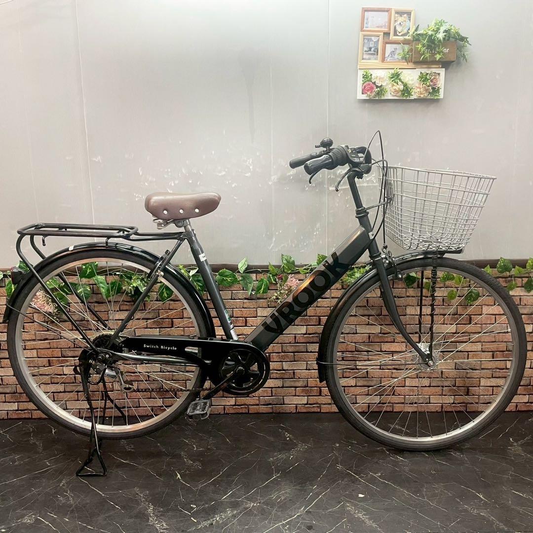【61】一般車 ママチャリ VROOK グレー 27インチ 外装変速付き