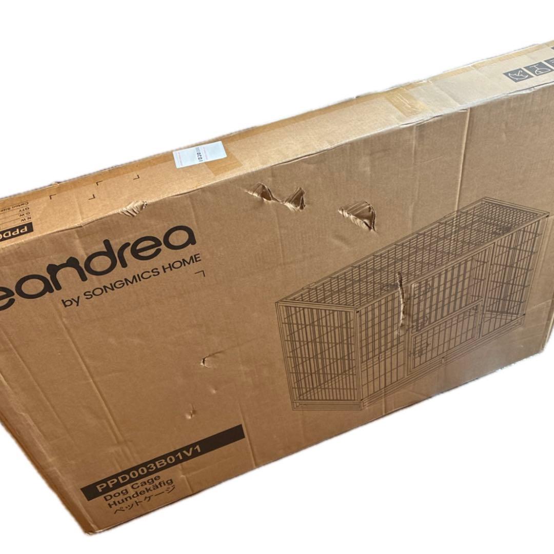 FEANDREA 犬 ケージ 大型犬用 ダブルドア付き トレー付き ペットケージ