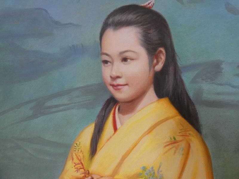 【値下げ】人物画　油絵　清水悦男　少女　F6号　額付き　手描き　肉筆