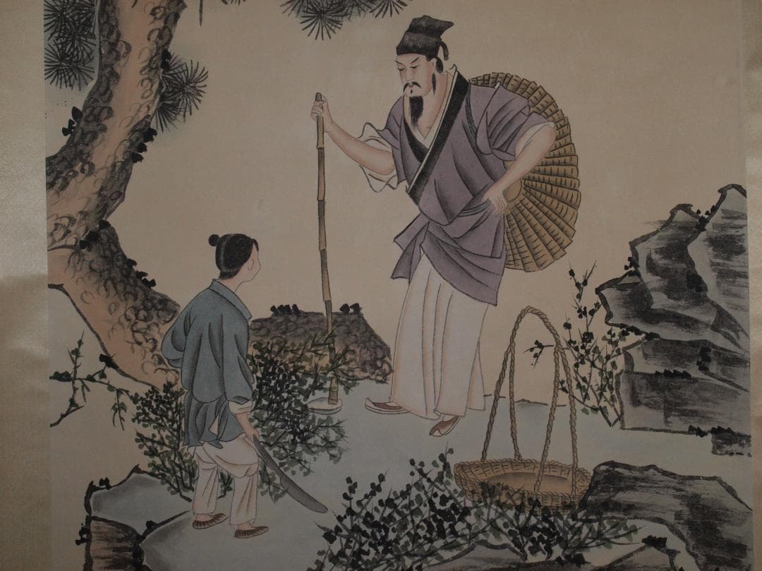 掛け軸　中国清時代人物図　肉筆掛け軸　激安骨董品 古美術 AK2189A9-2