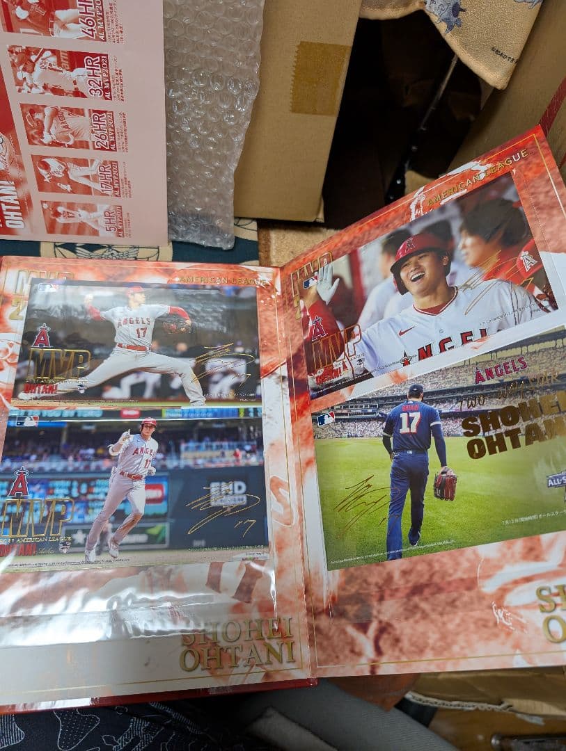 大谷翔平タオルMVP受賞記念品サインハガキセット、