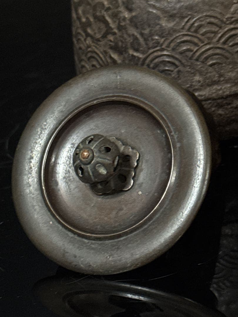 約345cc 龍文堂 造 小振 波千鳥地紋 鉄瓶 茶道具 古作 急須 煎茶道具