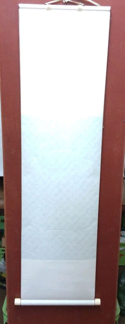 (966)★風帯付小紋色紙短冊掛軸★