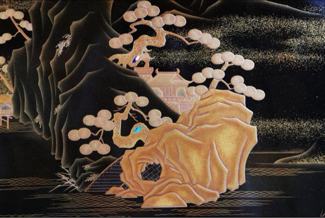 輪島塗 山水研出し蒔絵黒漆屠蘇器 塗師大崎庄右衛門 大崎庄右エ門