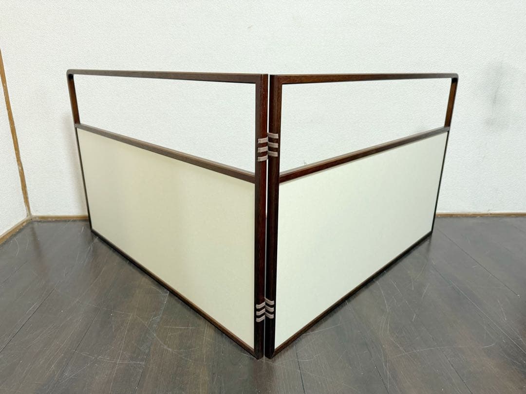 未使用 茶道具 溜塗 利休梅 風炉先屏風 裏白 両面使い 上透かし