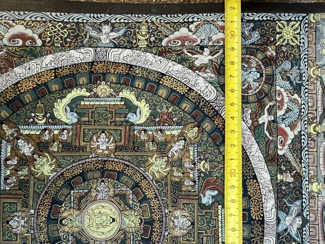 チベット　ネパール　手書き　タンカ　曼荼羅アート
