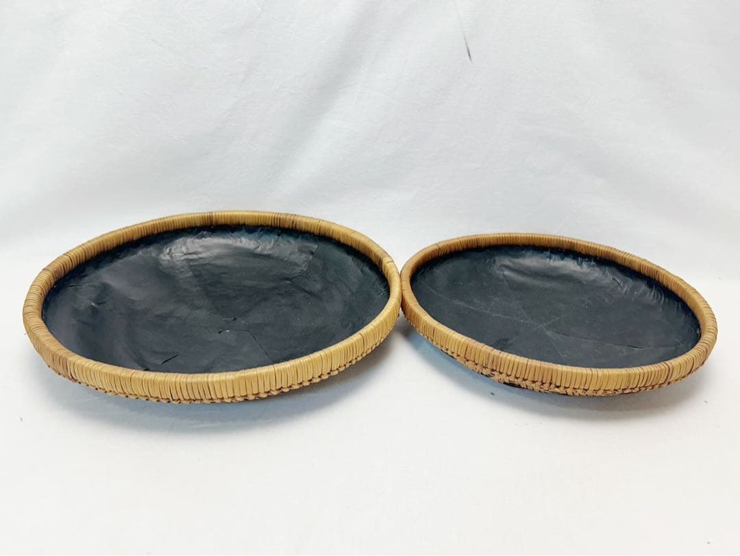 ほぼ未使用 茶道具 丸浅形 サイロ 炭斗 一双 竹網代 宗全好写し 炉風炉 紙箱