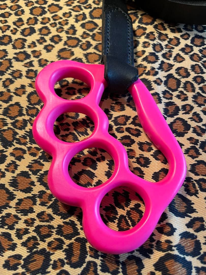 ピンク　ナックル　ドッグ　リード　本革