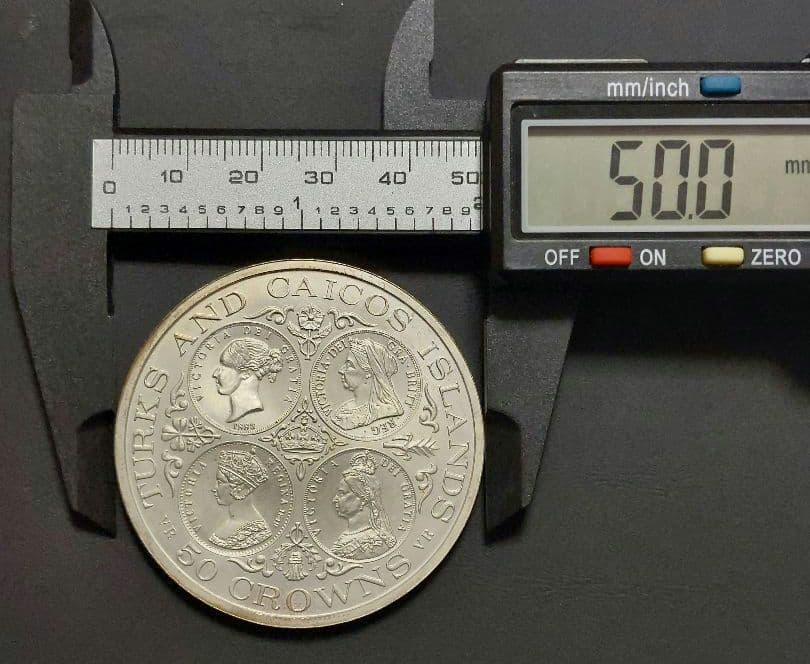 タークス・カイコス諸島 エリザベス二世 50クラウン銀貨 1976年